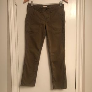 J Crew Petite Chinos, Size 2; Olive green/fatigue colour